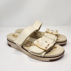 Sam Edelman Adrianna Cream Leather Two Strap Sport Sandal Women Size 9M Slip On